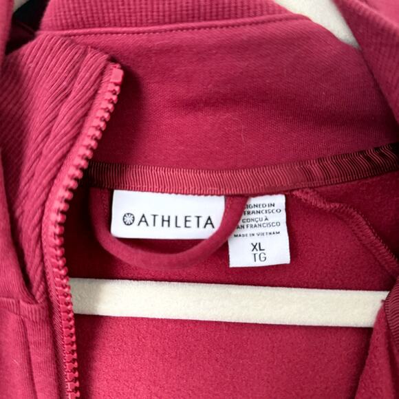 [Athleta] Burgundy Red Triumph Hoodie Full Zip Jacket Workout Cotton Blend Sz XL - Picture 11 of 12